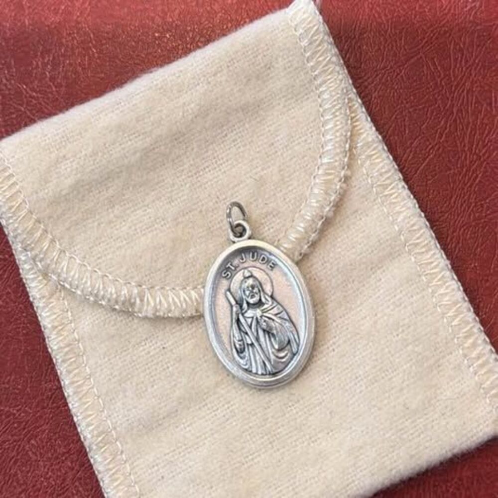 Vintage St Jude Medal Patron Saint of Lost Causes Italy Catholic Pendant Charm